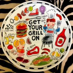 BLOND AMSTERDAM “GET YOUR GRILL ON” approx 10.5” circumference Whimsical Plate.